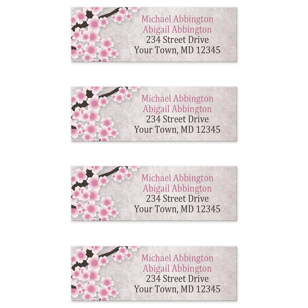 Rustic Pink Cherry Blossom Address Labels (4 to a sheet) at Artistically Invited.