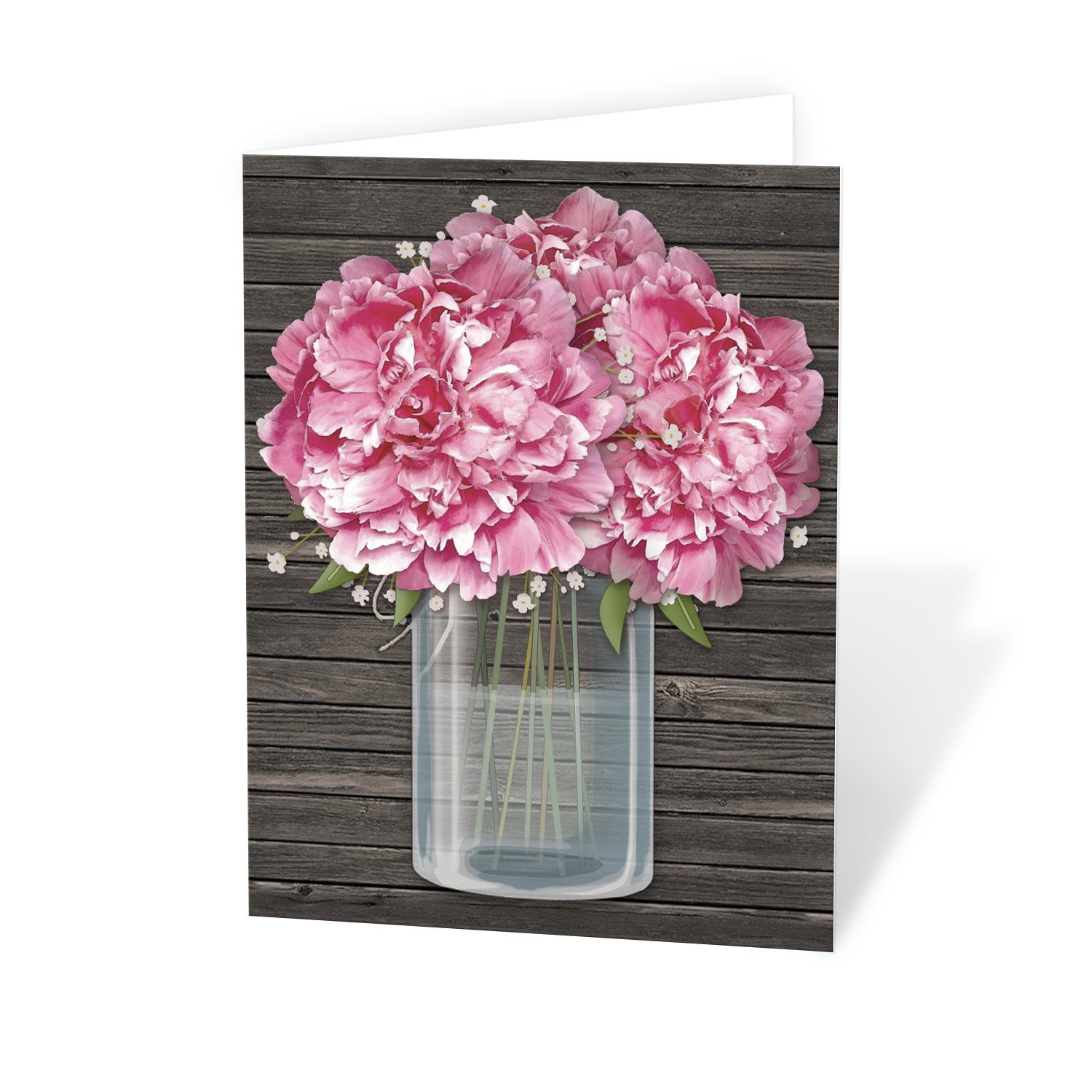 Rustic Pink Peony Wood Mason Jar Note Cards at Artistically Invited