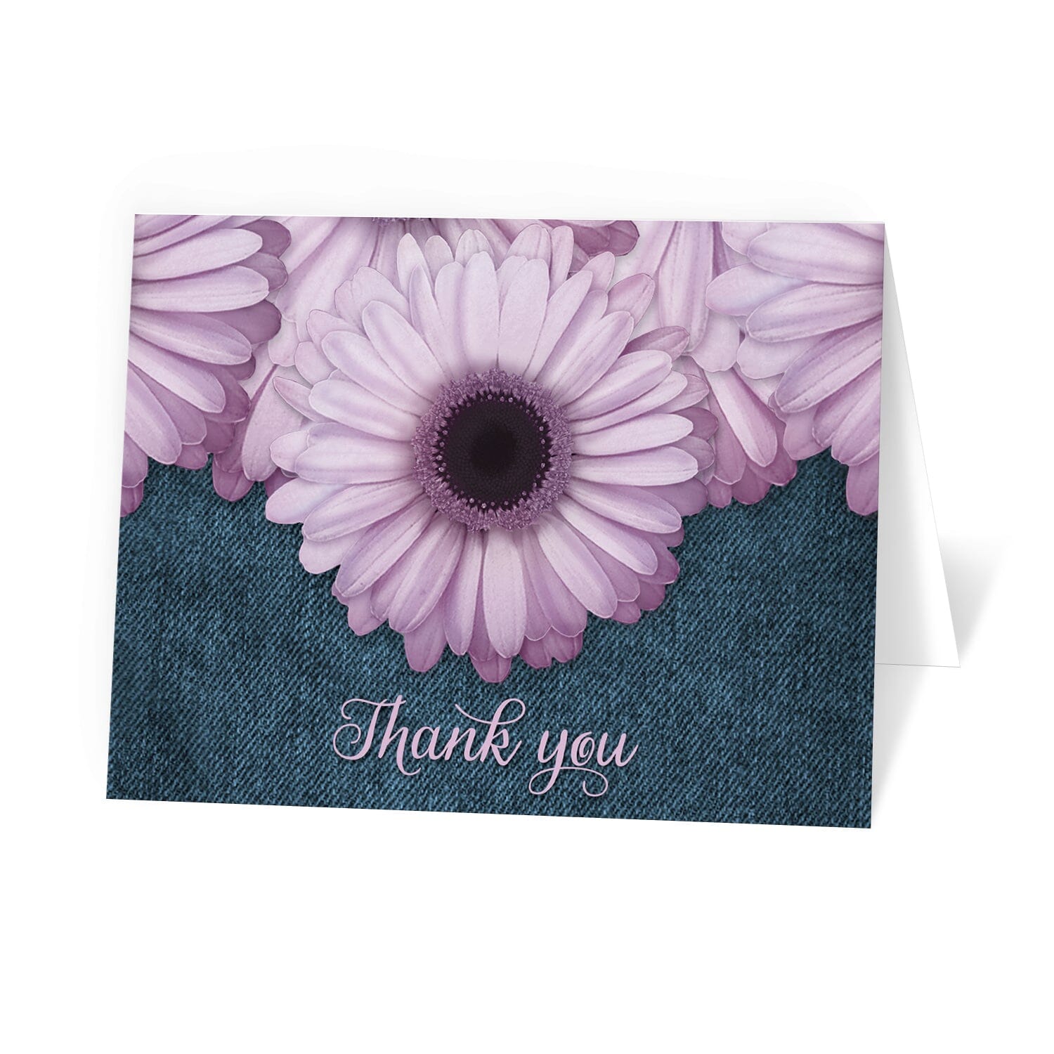 Rustic Purple Daisy Denim Thank You Cards at Artistically Invited.