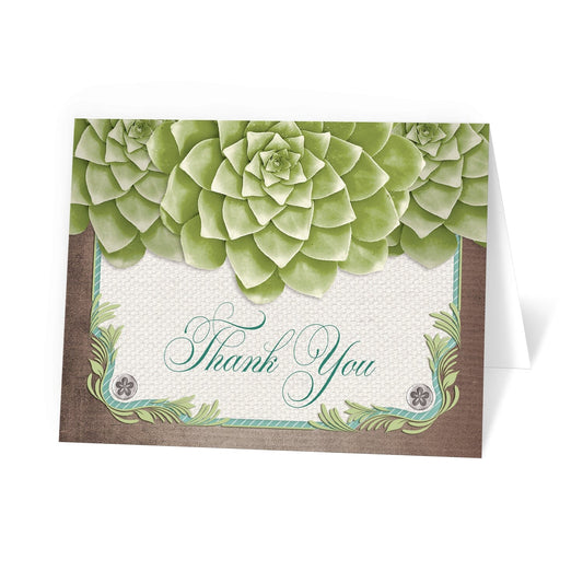Rustic Succulent Garden Thank You Cards at Artistically Invited.