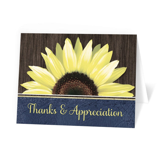 Rustic Sunflower Blue Thank You Cards at Artistically Invited.
