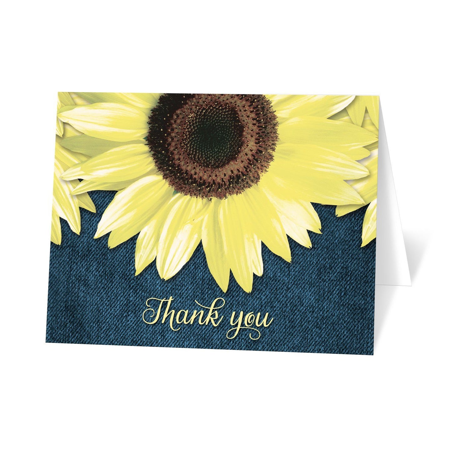 Rustic Sunflower and Denim Thank You Cards at Artistically Invited