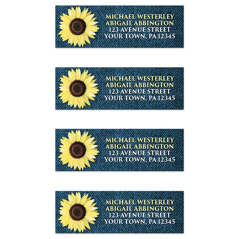 Rustic Sunflower and Denim Address Labels at Artistically Invited