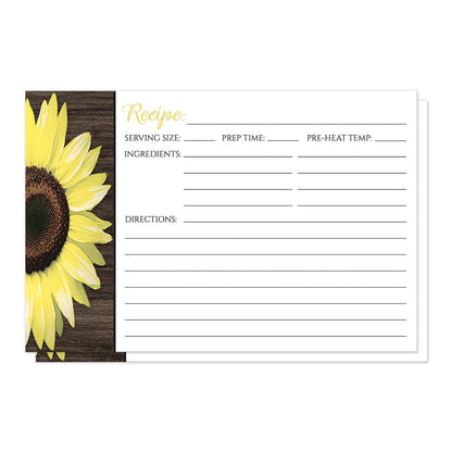 Rustic Sunflower and Wood White Recipe Cards (front side) at Artistically Invited.