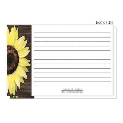Rustic Sunflower and Wood White Recipe Cards (back side) at Artistically Invited.