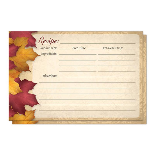 Rustic Burgundy Gold Autumn Recipe Cards at Artistically Invited
