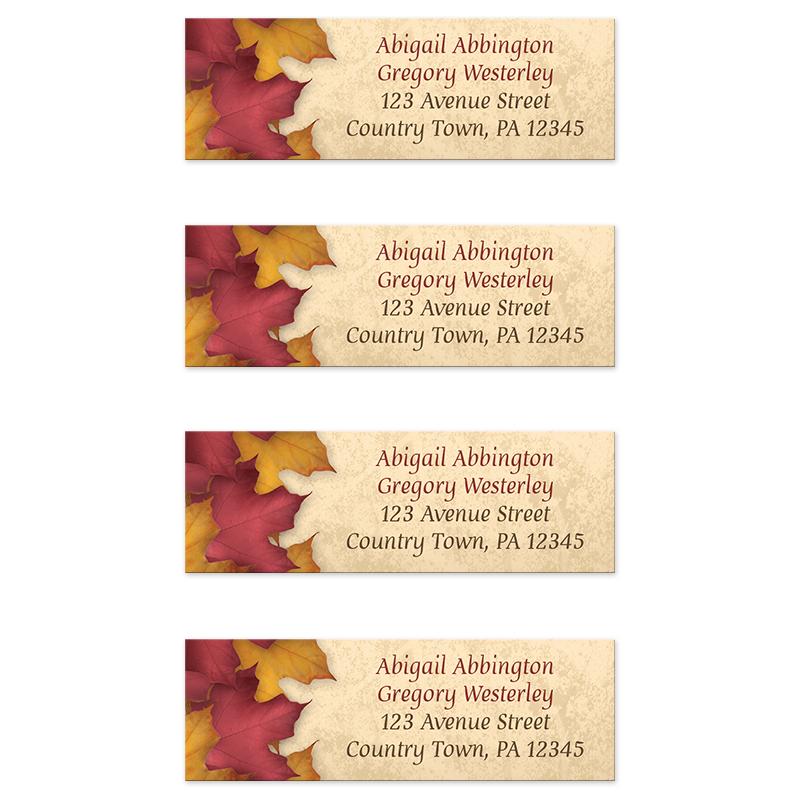 Rustic Burgundy Gold Autumn Address Labels at Artistically Invited