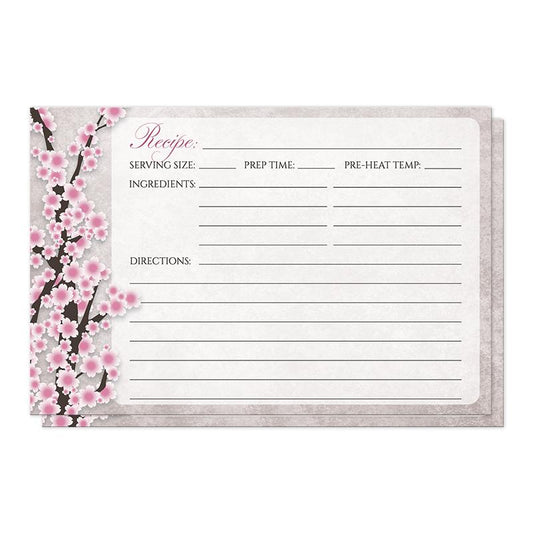 Rustic Pink Cherry Blossom Recipe Cards at Artistically Invited