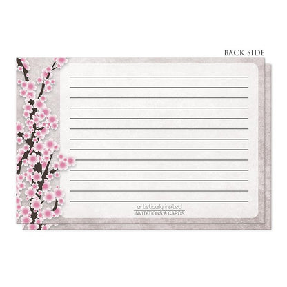 Rustic Pink Cherry Blossom Recipe Cards (back side) at Artistically Invited