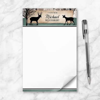 Rustic Deer Woodsy Personalized 5.5" x 8.5" Notepad