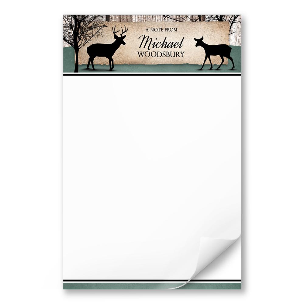 Rustic Deer Woodsy Personalized 5.5" x 8.5" Notepad