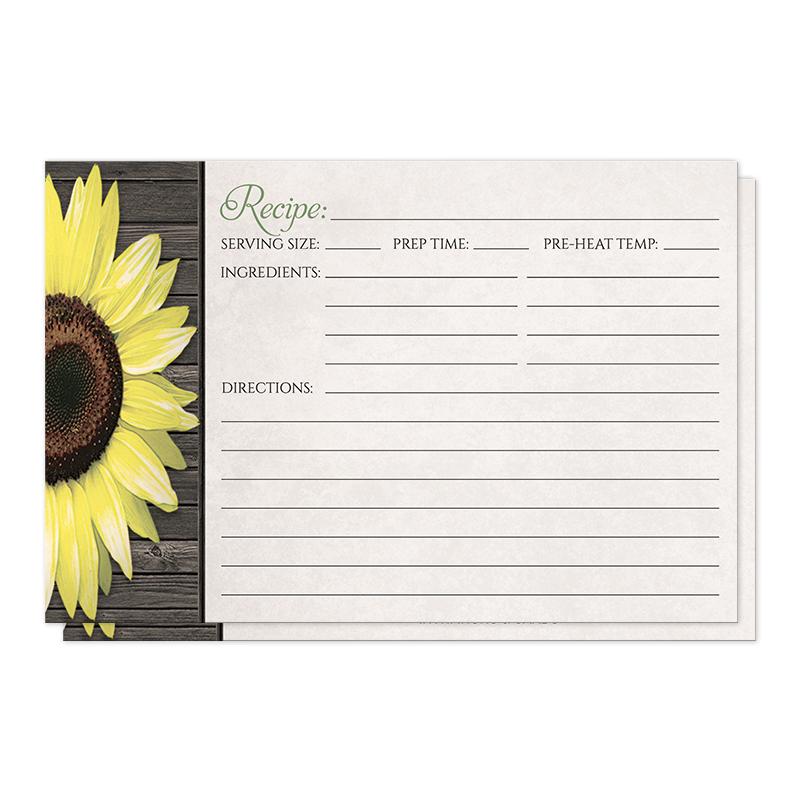 Rustic Sunflower and Wood - Sunflower Recipe Cards at Artistically Invited