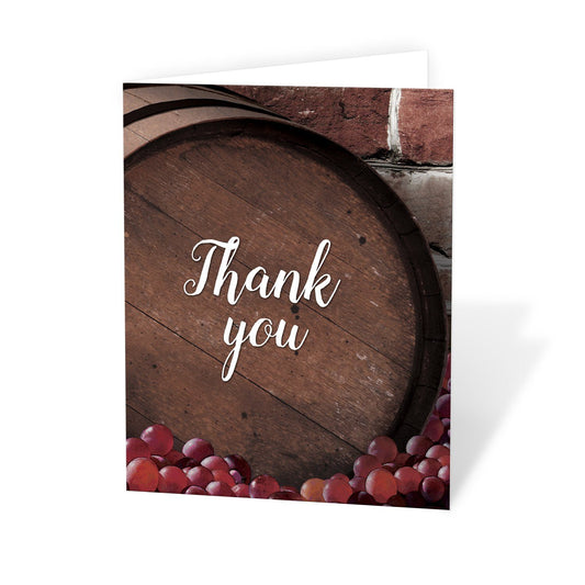 Rustic Wine Barrel Vineyard Thank You Cards at Artistically Invited