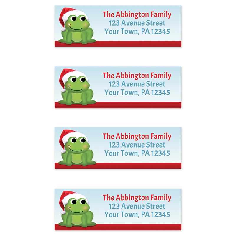 Santa Hat Frog Christmas Return Address Labels at Artistically Invited