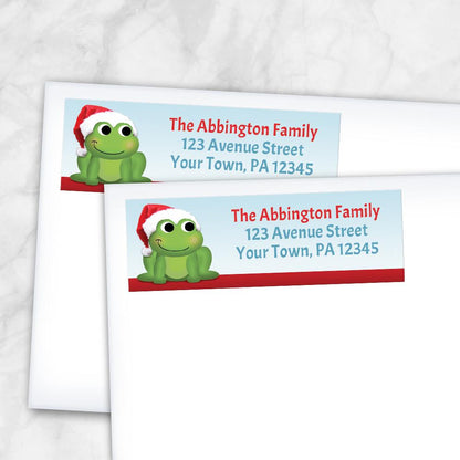 Santa Hat Frog Christmas Return Address Labels at Artistically Invited
