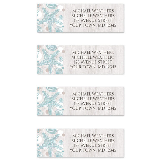 Seashell Whitewashed Wood Beach Address Labels (4 to a sheet) at Artistically Invited.