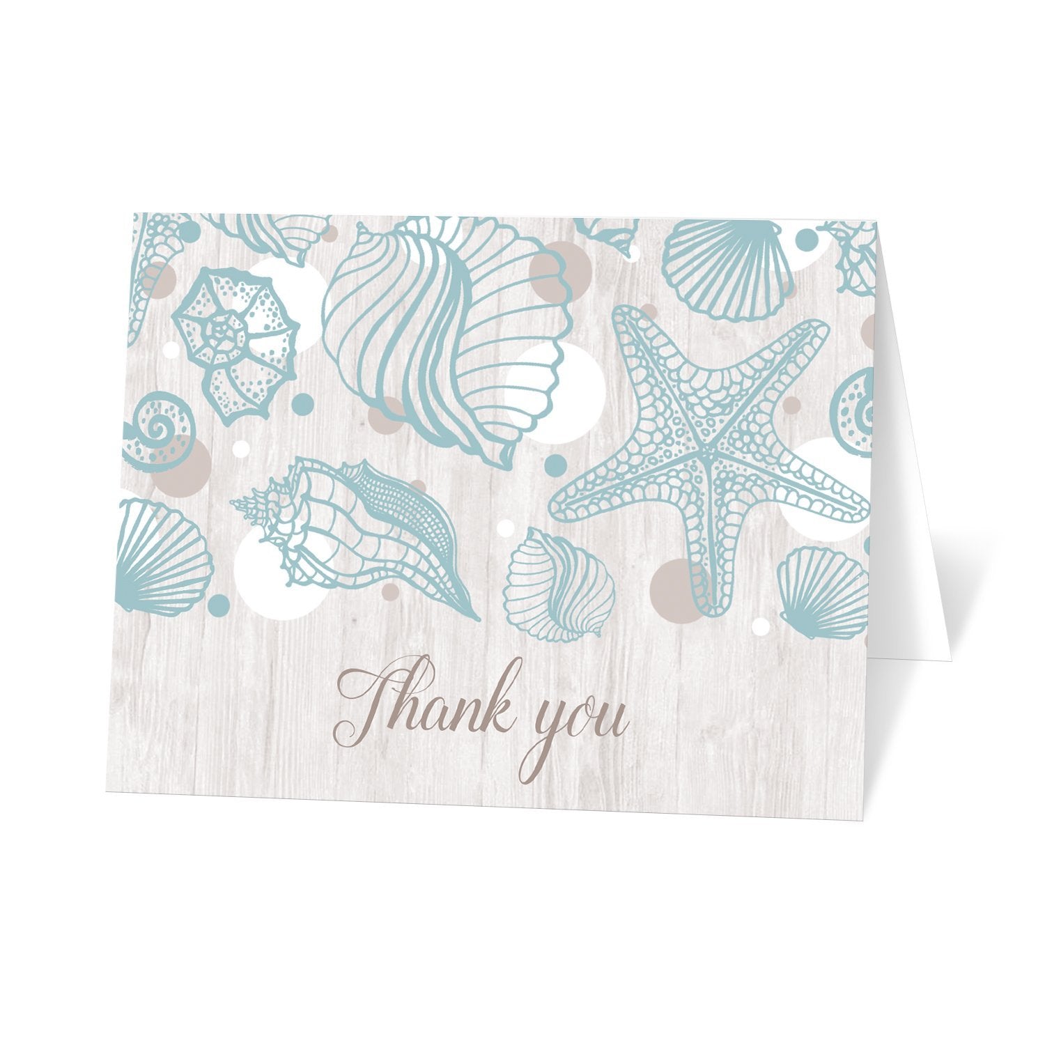 Seashell Whitewashed Wood Beach Thank You Cards at Artistically Invited