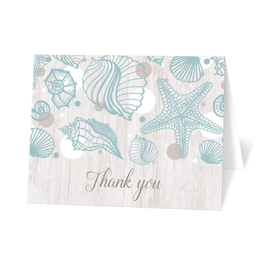 Seashell Whitewashed Wood Beach Thank You Cards at Artistically Invited