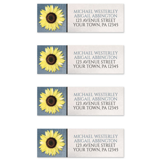 Sunflower and Blue Rustic Address Labels (4 to a sheet) at Artistically Invited.