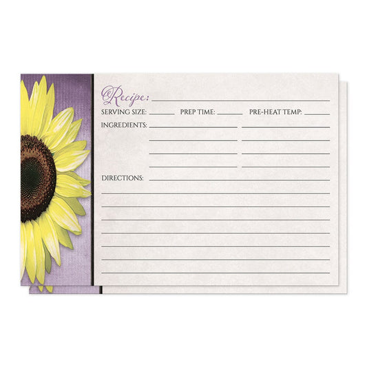 Sunflower and Purple Rustic Recipe Cards (front side) at Artistically Invited.