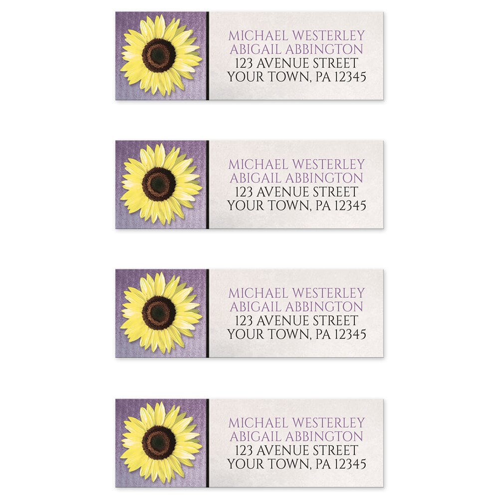 Sunflower and Purple Rustic Address Labels (4 to a sheet) at Artistically Invited.