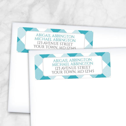 Turquoise Gingham Return Address Labels at Artistically Invited
