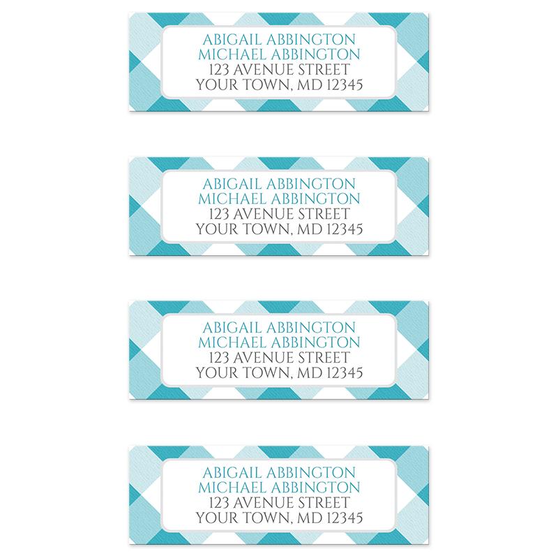 Turquoise Gingham Return Address Labels at Artistically Invited